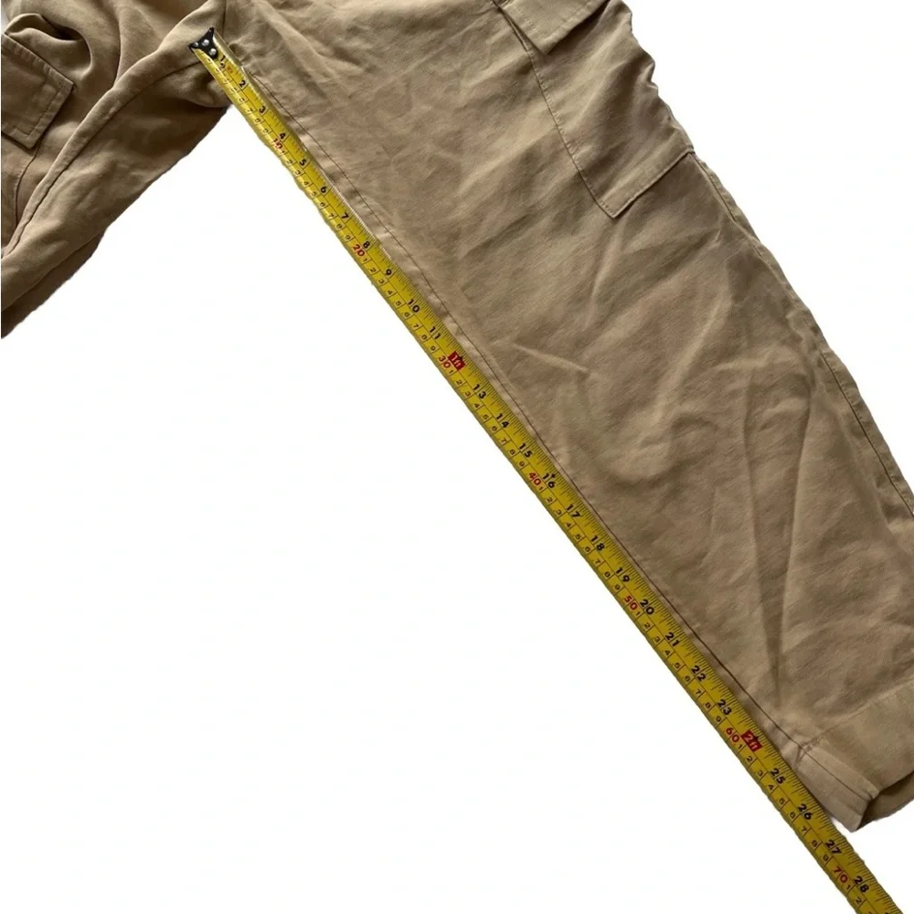 A New Day Tan Ankle Cargo Pants Women’s 4 Elastic Waist Multi Pockets Office